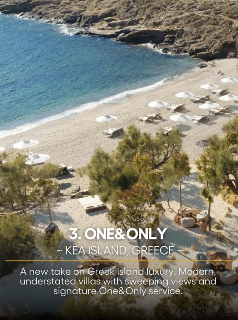 Greece Leads Global List of Best New Beach Hotels for 2025 One&Only Kea Greece